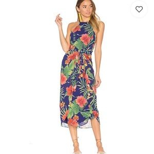 Privacy Please Halter Lehunt Dress in Blue sz XS | blue revolve hibiscus dress